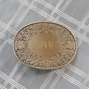 Engraved Pewter Oval Belt Buckle